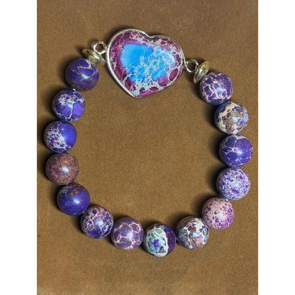 NEW Micalla Imperial Purple Jasper Beaded Stretch Bracelet